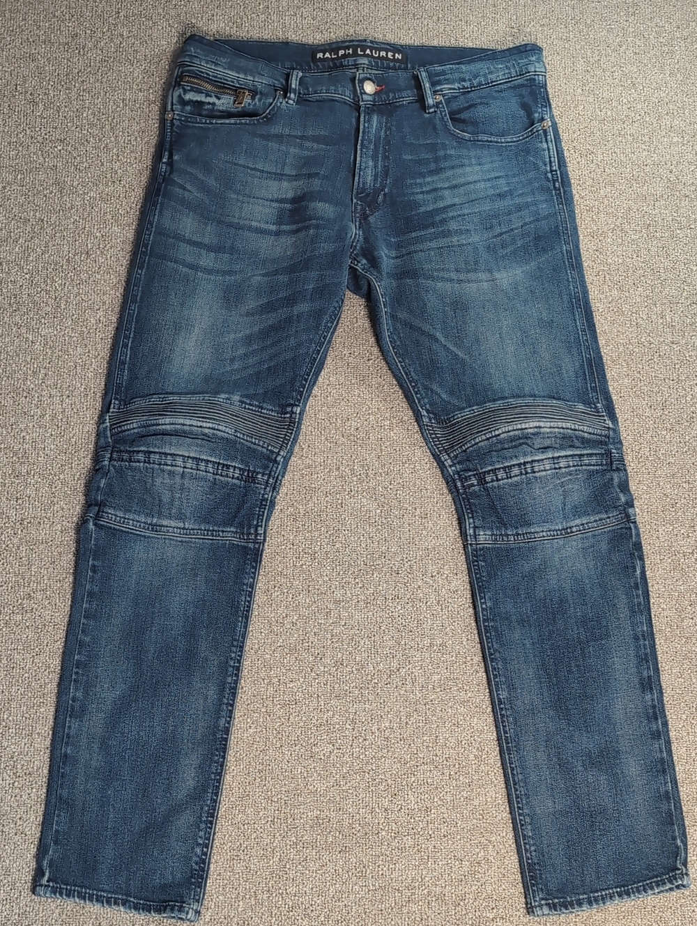 Ralph Lauren Black Label Slim Fit Circuit Moto Biker Jeans Size 34x32